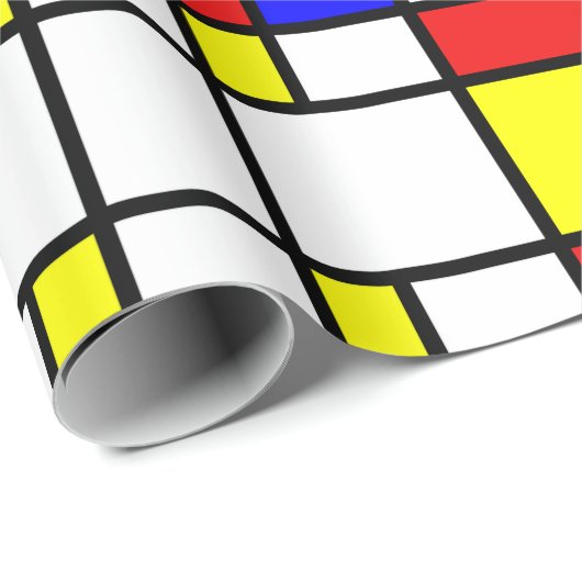 Mondrian Geïnspired Cadeaupapier (Rol Hoek)