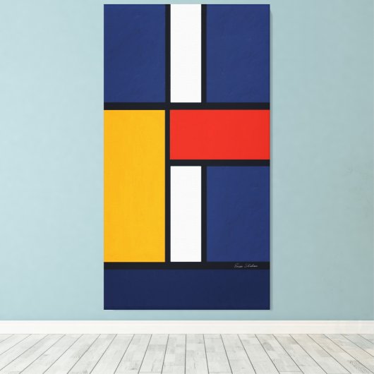 Mondrian Geïnspired Canvas Afdruk (Insitu (Houten vloer))
