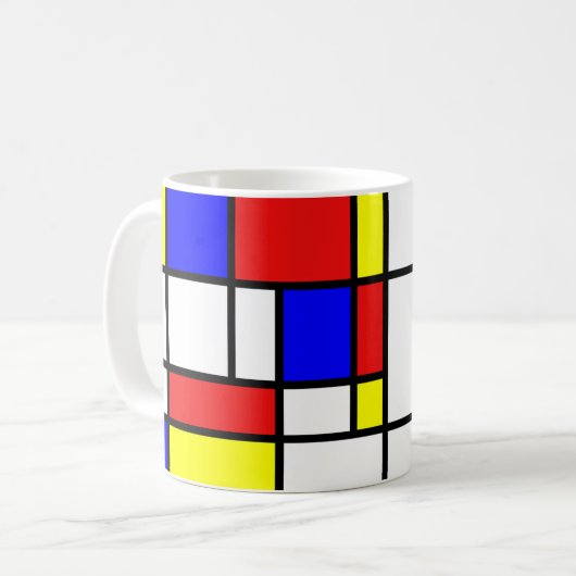 Mondrian Geïnspired Koffiemok (Voorkant links)