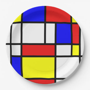 Mondrian Geïnspired Papieren Bordje