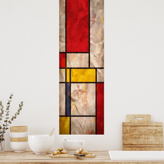 Mondrian Geïnspired Poster (Keuken)