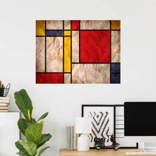 Mondrian Geïnspired Poster (Thuiskantoor)
