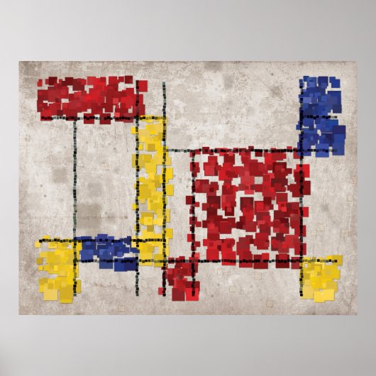 Mondrian Geïnspired Squares Poster (Voorkant)
