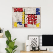 Mondrian Geïnspired Squares Poster (Thuiskantoor)