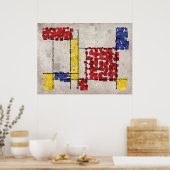 Mondrian Geïnspired Squares Poster (Keuken)