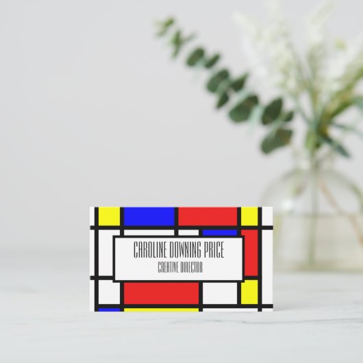 "Mondrian Geïnspireerd" Visitekaartje (Staand voorkant)