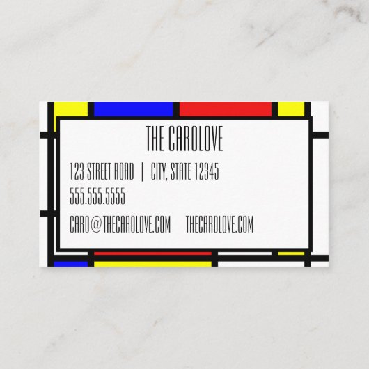 "Mondrian Geïnspireerd" Visitekaartje (Achterkant)