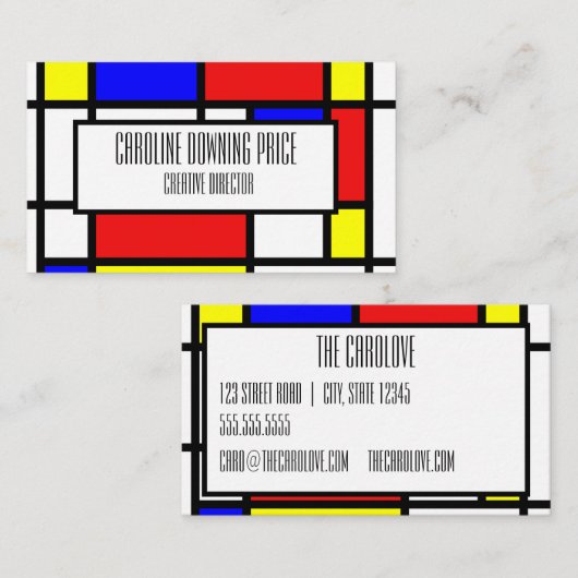 "Mondrian Geïnspireerd" Visitekaartje (Voorkant / Achterkant)