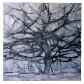 Mondrian - Gray Tree, beroemd schilderij, Tegeltje (Voorkant)