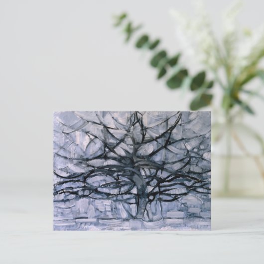 Mondrian - grijze boom, beroemd schilderij, briefkaart (Staand voorkant)