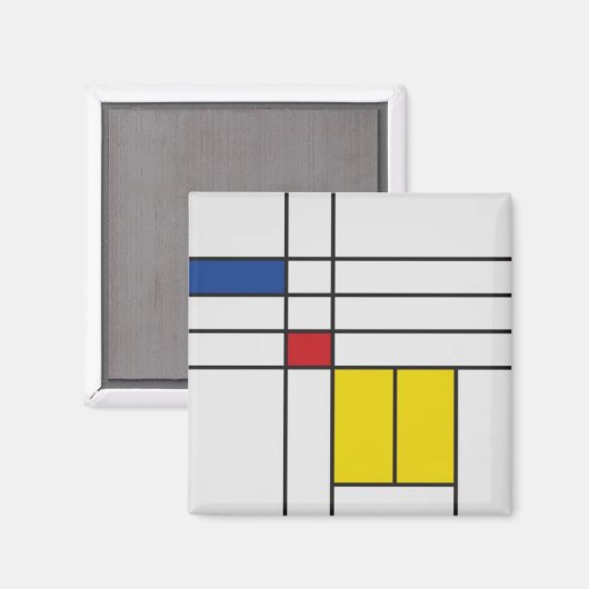 Mondrian II Minimalist De Stijl Magneet (Voorkant / Achterkant)
