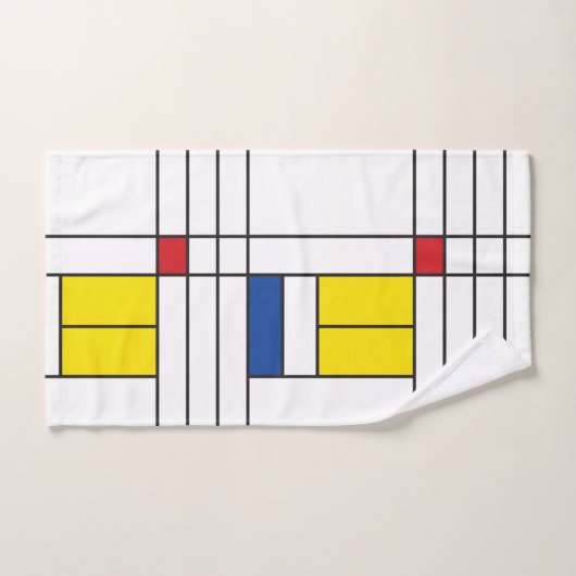 Mondrian II Minimalist de Stijl Modern Art Design Bad Handdoek (Handdoek)
