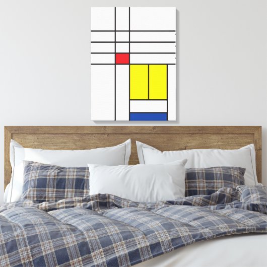 Mondrian II Minimalist de Stijl Modern Art Design Canvas Afdruk (Insitu (Slaapkamer))