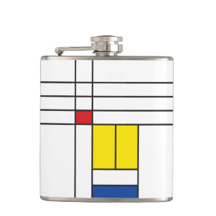 Mondrian II Minimalist de Stijl Modern Art Design Heupfles