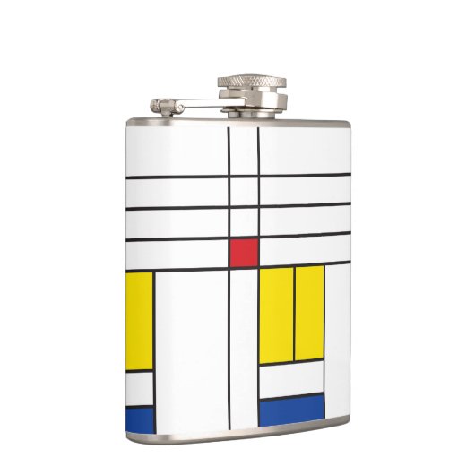 Mondrian II Minimalist de Stijl Modern Art Design Heupfles (Rechts)