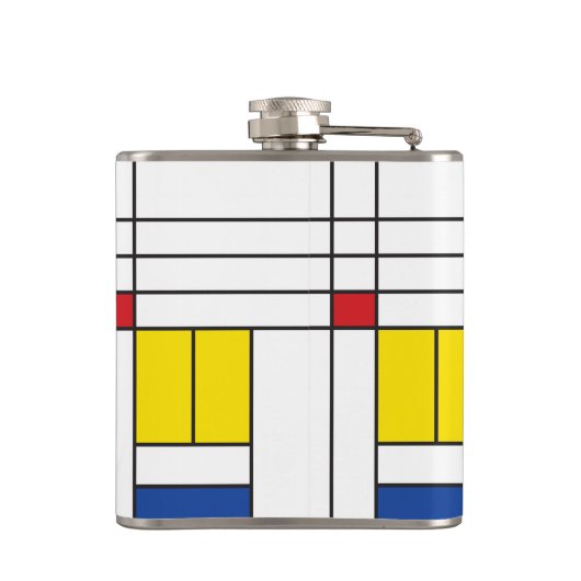 Mondrian II Minimalist de Stijl Modern Art Design Heupfles (Achterkant)