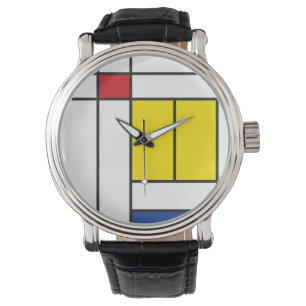 Mondrian II Minimalist de Stijl Modern Art Design Horloge