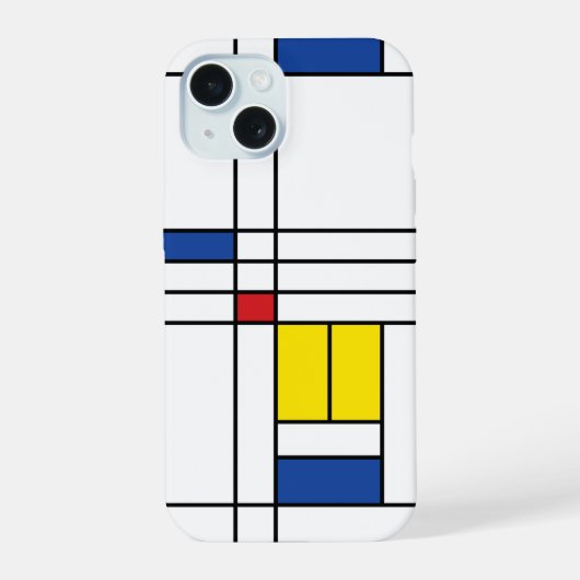 Mondrian II Minimalist de Stijl Modern Art Design iPhone 15 Case (Achterkant)