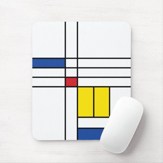 Mondrian II Minimalist de Stijl Modern Art Design Muismat (Met muis)