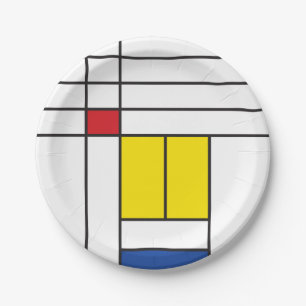 Mondrian II Minimalist de Stijl Modern Art Design Papieren Bordje