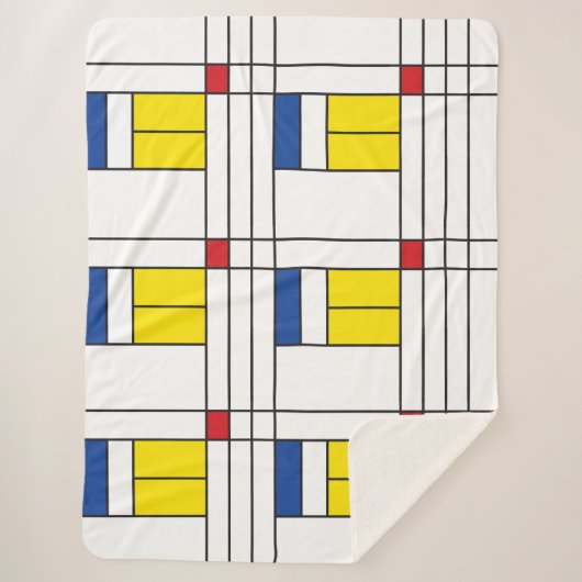 Mondrian II Minimalist de Stijl Modern Art Design Sherpa Deken (Voorkant)