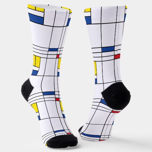 Mondrian II Minimalist de Stijl Modern Art Design Sokken (Gebogen)