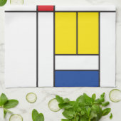 Mondrian II Minimalist de Stijl Modern Art Design Theedoek (Gevouwen)