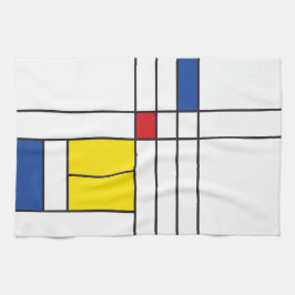 Mondrian II Minimalist de Stijl Modern Art Design Theedoek