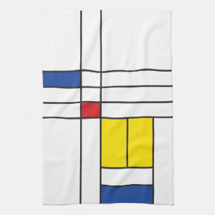 Mondrian II Minimalist de Stijl Modern Art Design Theedoek