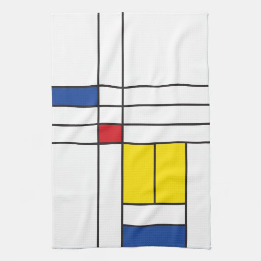 Mondrian II Minimalist de Stijl Modern Art Design Theedoek (Verticaal)