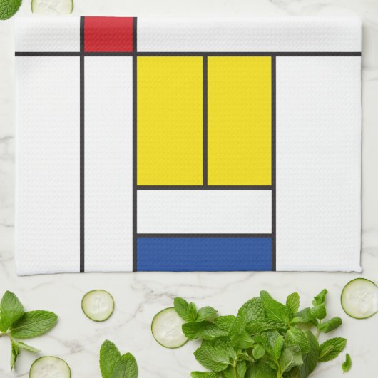 Mondrian II Minimalist de Stijl Modern Art Design Theedoek (Gevouwen)