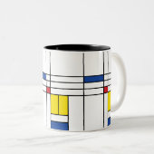 Mondrian II Minimalist de Stijl Modern Art Design Tweekleurige Koffiemok (Voorkant rechts)