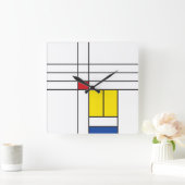 Mondrian II Minimalist de Stijl Modern Art Design Vierkante Klok (Huis)