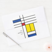 Mondrian II Minimalist de Stijl Modern Art Design Vierkante Sticker (Envelop)