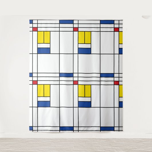 Mondrian II Minimalist de Stijl Modern Art Design Wandkleed (Voorkant)