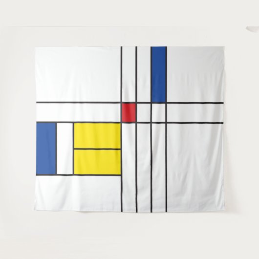 Mondrian II Minimalist de Stijl Modern Art Design Wandkleed (Voorkant (horizontaal))