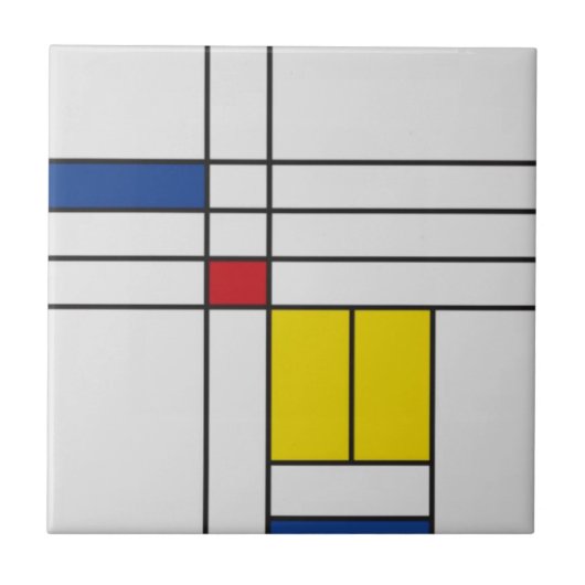 Mondrian II Minimalist De Stijl Tegeltje (Voorkant)