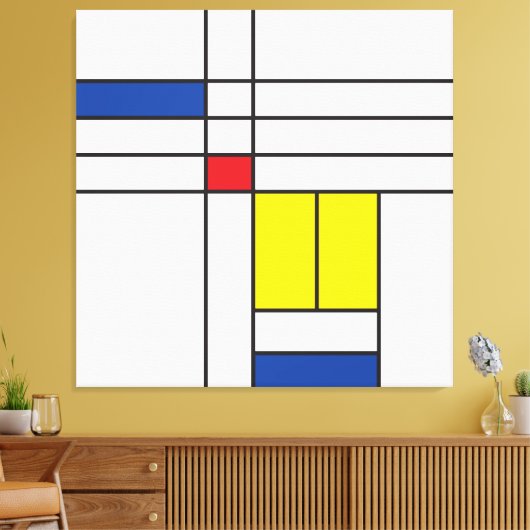Mondrian II Minimalistisch De Stijl Modern Kunst D Canvas Afdruk (Insitu (Woonkamer))