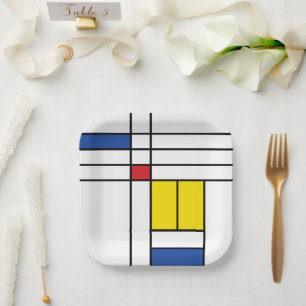 Mondrian II Minimalistisch De Stijl Modern Kunst D Papieren Bordje