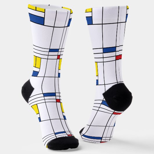 Mondrian II Minimalistisch De Stijl Modern Kunst D Sokken (Gebogen)