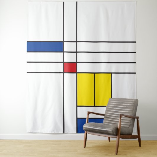 Mondrian II Minimalistisch De Stijl Modern Kunst D Wandkleed (In situ)
