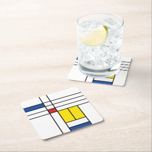 Mondrian II Minimalistische De Stijl Moderne Kunst Kartonnen Onderzetters