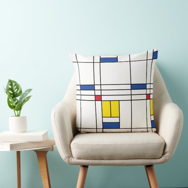 Mondrian II Minimalistische De Stijl Moderne Kunst Kussen (Stoel)