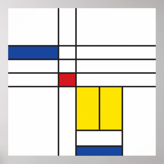 Mondrian II Minimalistische De Stijl Moderne Kunst Poster (Voorkant)