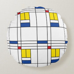 Mondrian II Minimalistische De Stijl Moderne Kunst Rond Kussen