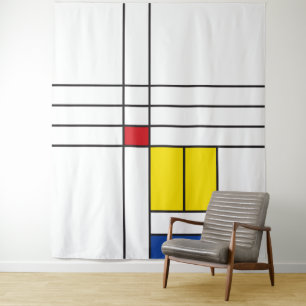 Mondrian II Minimalistische De Stijl Moderne Kunst Wandkleed
