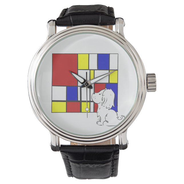 Mondrian Inspired Chamomile Horloge (Voorkant)