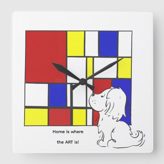 Mondrian Inspired Chamomile Vierkante Klok (Voorkant)