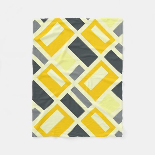 MONDRIAN INSPIRED - GEEL EN GRIJS FLEECE DEKEN (Voorkant)