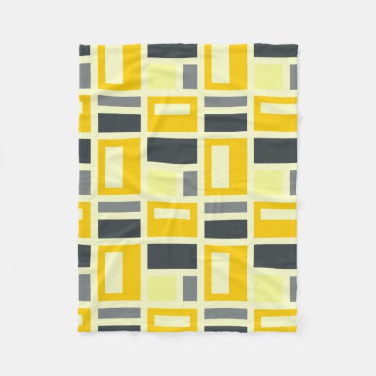 MONDRIAN INSPIRED - GEEL EN GRIJS FLEECE DEKEN (Voorkant)